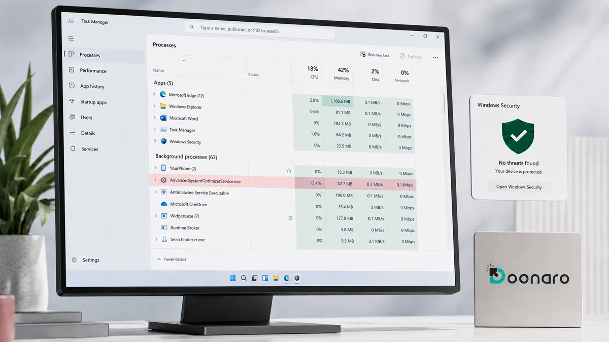 بررسی فرایند مشکوک در Task Manager ویندوز ۱۱ با راهنمایی دونارو
