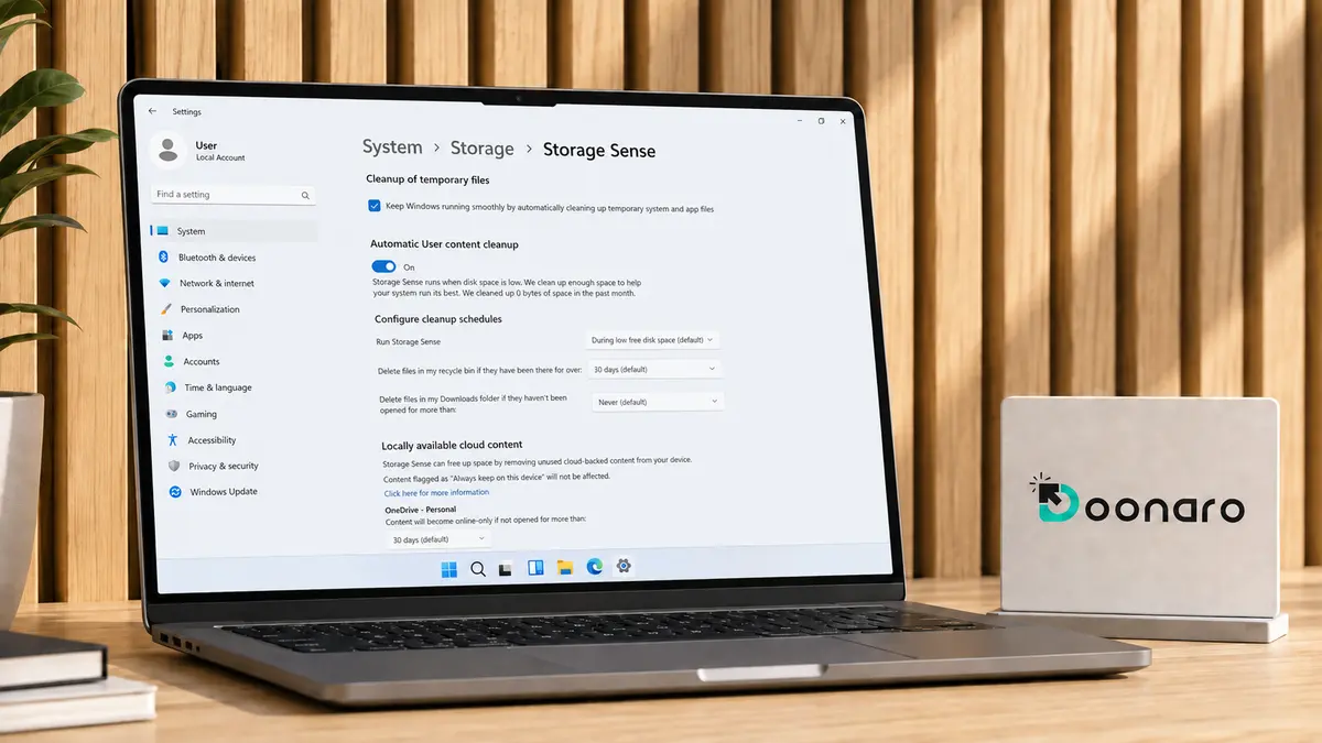 تنظیم Storage Sense برای خالی کردن درایو C ویندوز ۱۱ با دونارو