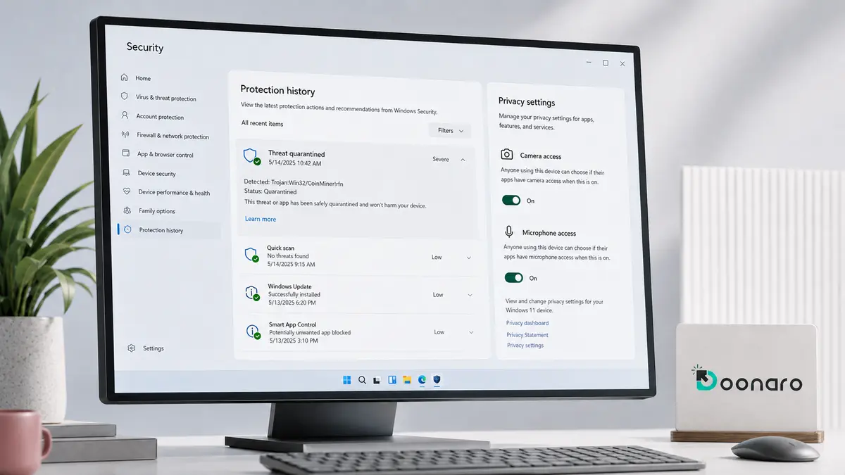 قرنطینه تهدید و بررسی حریم خصوصی در Windows Security ویندوز ۱۱