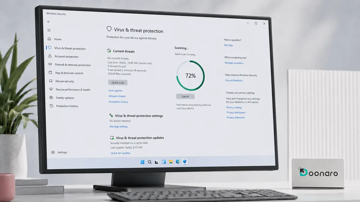 اسکن ویروس ویندوز ۱۱ با Quick scan در Windows Security