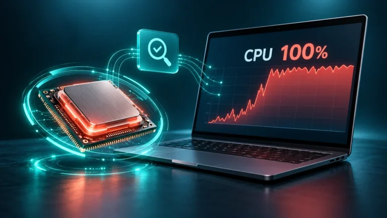 تصویر مفهومی بررسی مصرف بالای CPU در ویندوز ۱۱ با دونارو
